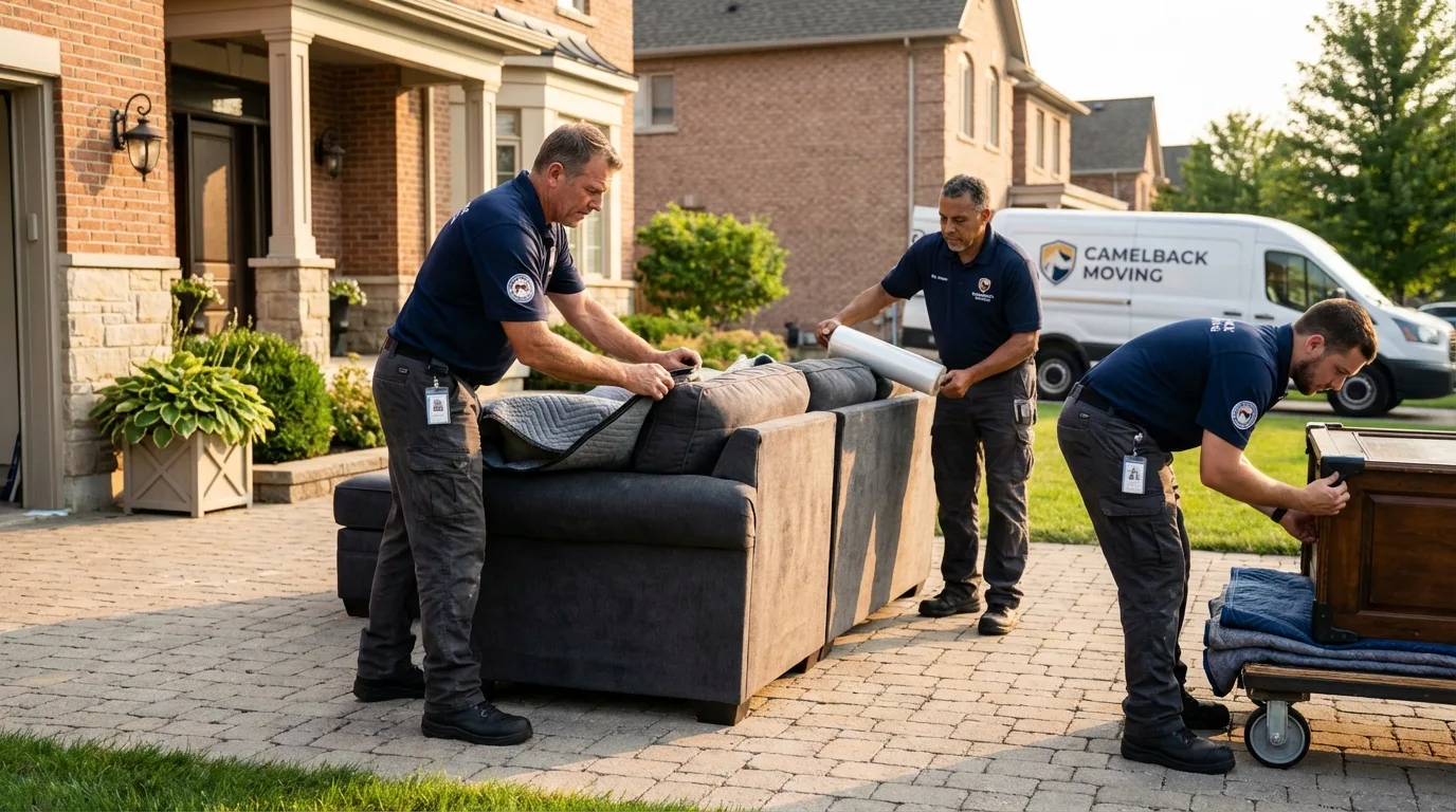 Large estate moving crew wrapping furniture in West Sand Lake, NY