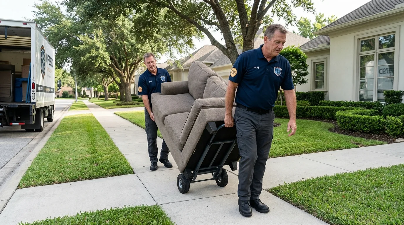 Local residential moving crew loading furniture in West Sand Lake, NY